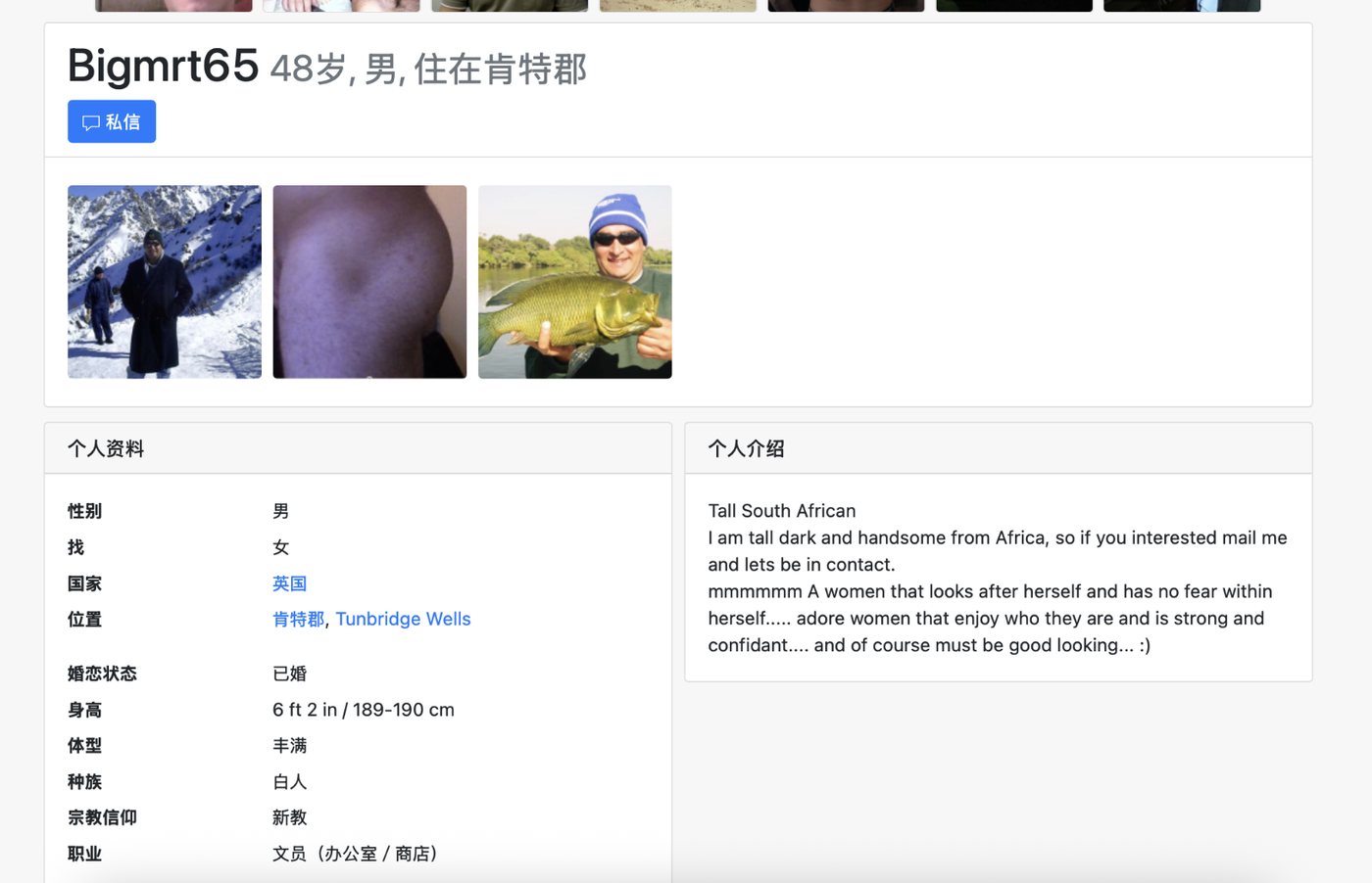 Screenshot of the Bigmrt65 profile discussed in the Alec Theunissen section
